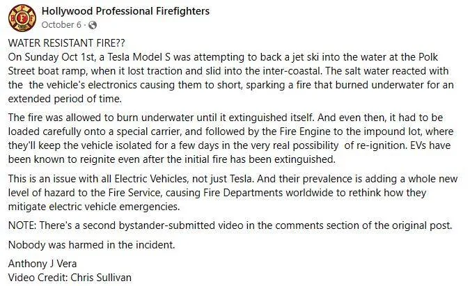 Porsche Cayenne EV "Submerged Tesla at Florida boat ramp burns underwater" - Articles and video 1700335440416