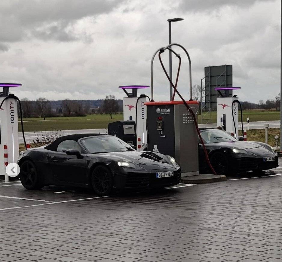 Porsche Cayenne EV Photo: charging next to Boxster EV prototype IMG_0553
