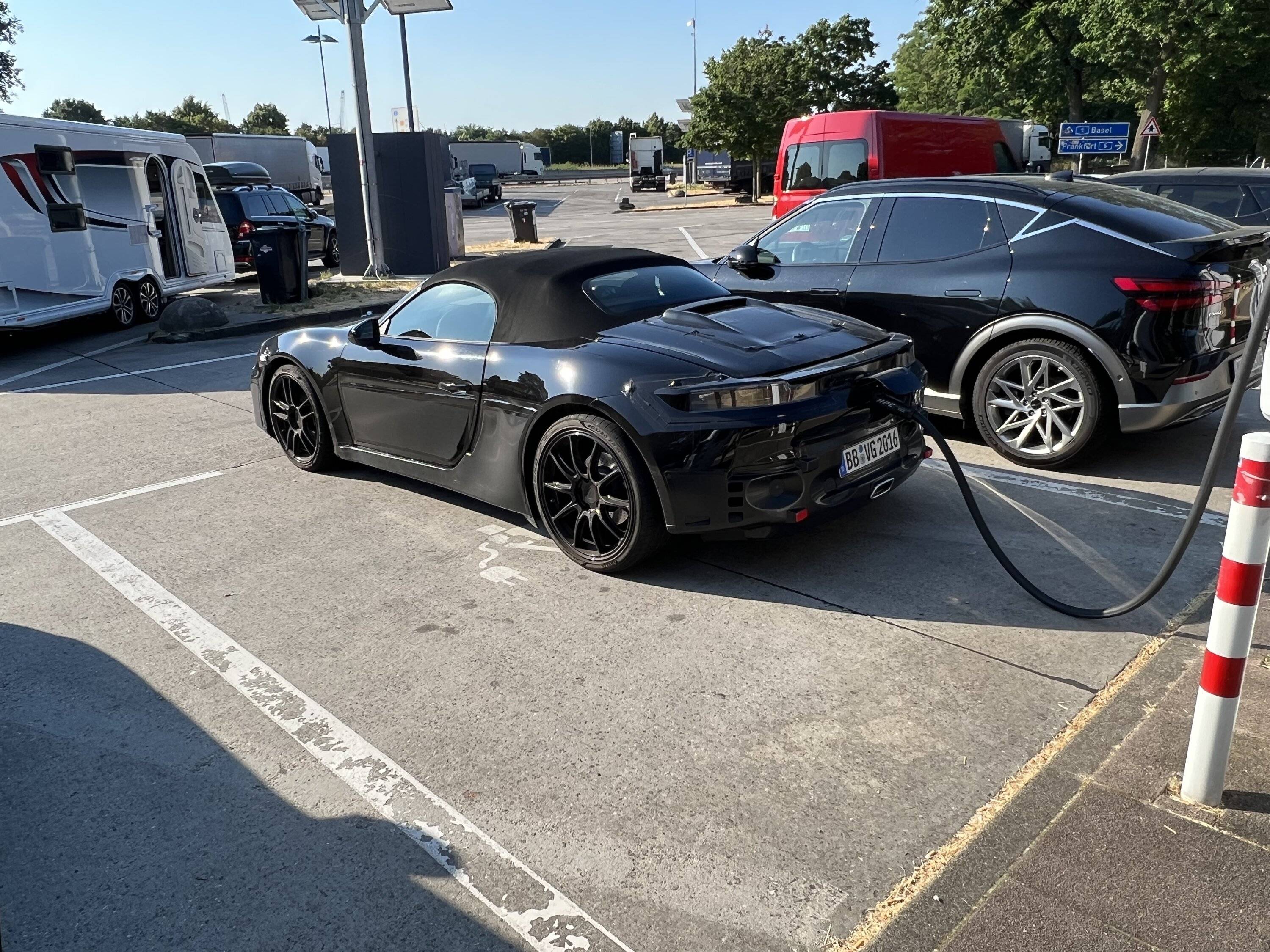 Porsche Cayenne EV Photo: charging next to Boxster EV prototype IMG_4039