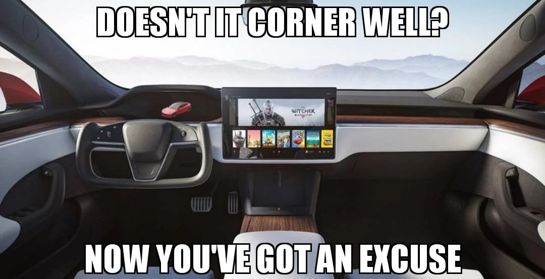 Porsche Cayenne EV Tesla Model S Plaid+ on the website for configuration MEME2021-01-28-10-48-11