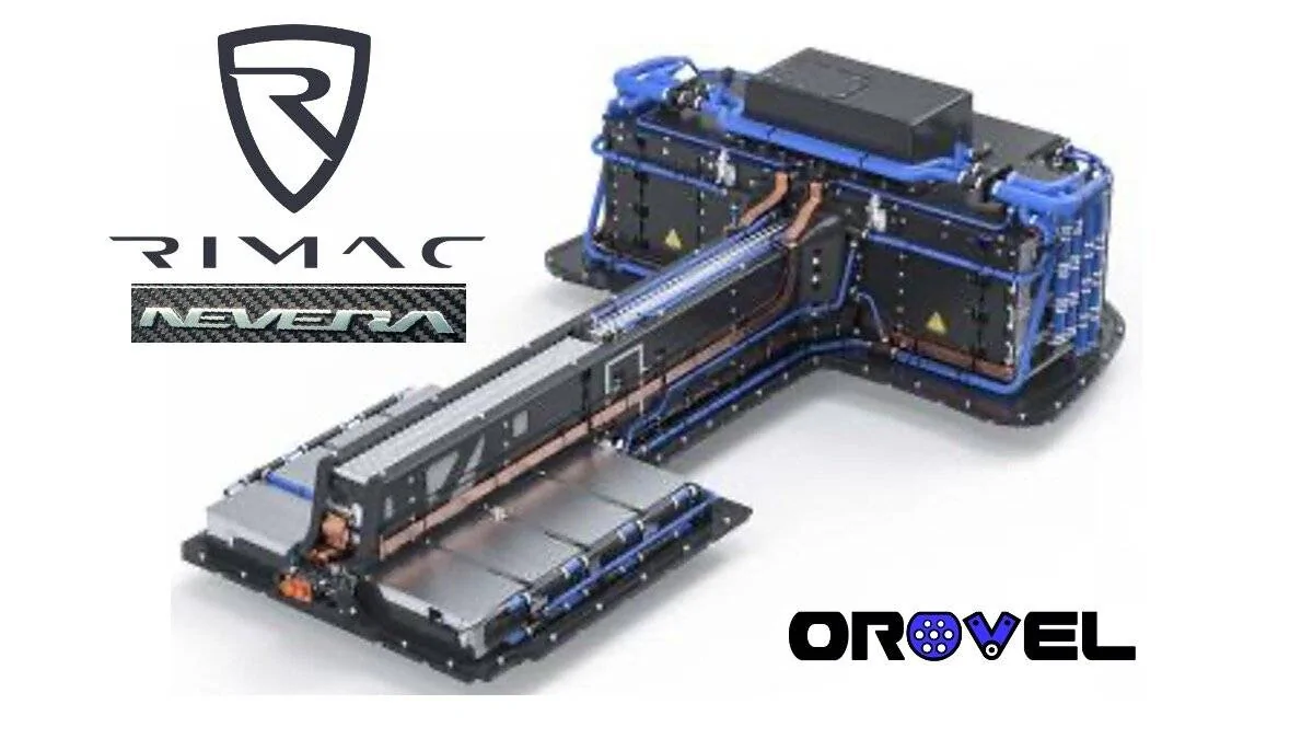 Porsche Cayenne EV Photo: charging next to Boxster EV prototype rimac-nevera-pack-cooling