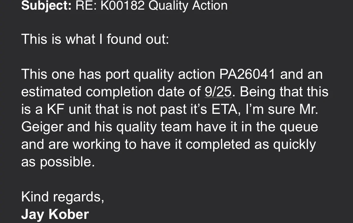 Porsche Cayenne EV Stuck at German Port for >1 Month! Screenshot 2026-09-08 at 9.57.53 AM