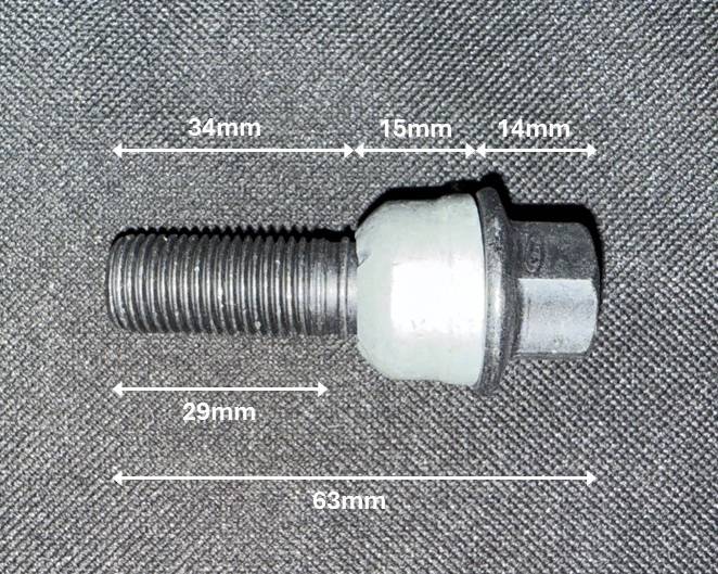Porsche Cayenne EV OEM wheel bolt specs WHT-010-066 (for 2023+ models) Wheel bolt OEM dimensions